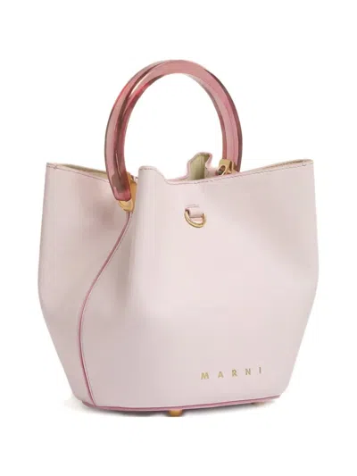 Marni Small Pannier Ring-detail Bucket Bag In White