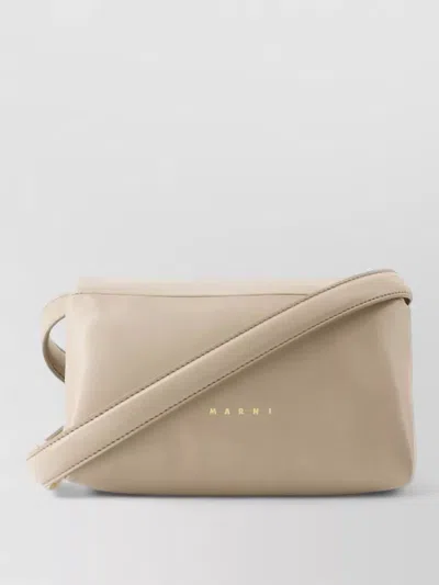 Marni Small Prisma Leather Hobo Shoulder Bag In Neutrals