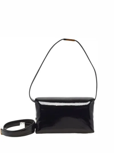 Pre-owned Marni Small Prisma Leather Shoulder Bag In Black