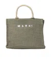 Marni Green Raffia-effect Small Tote Bag In Green