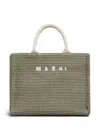 Marni Small Raffia Tote Bag In Grün