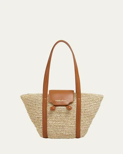 Marni Small Raffia Tote Bag In Natural