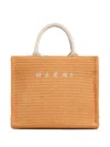 Marni Small Raffia Tote Bag In Orange