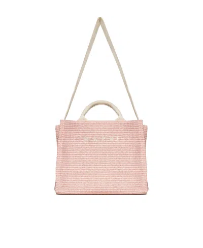 Marni Small Raffia Tote Bag In Pink
