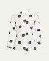 Marni Small Rose Print Soft Popeline Classic Shirt In Lilywhite