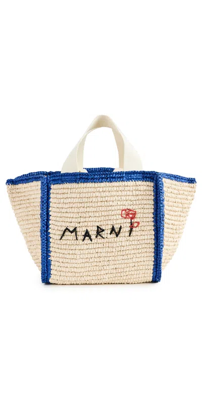 Marni Small Sillo Shopping Bag In Blanco