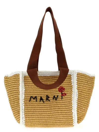 Marni Small 'sillo' Shopping Bag In Neutral