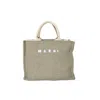 Marni Small Tote Bag In Green Raffia Effect Fabric