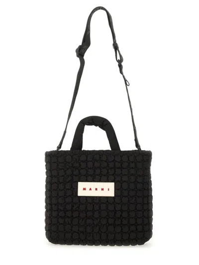 Marni Small Tote Bag With Logo In Black