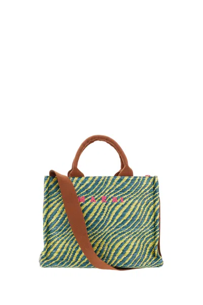 Marni Small Tote Bag With Vibrant Wavy Pattern And Versatile Handles