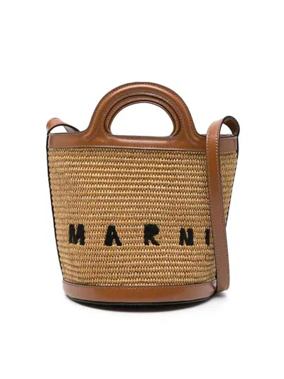 Marni Mini Bucket Handbag - Raw Sienna - Leather In Brown