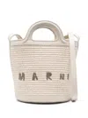 Marni Ivory Leather And Raffia Tropicalia Bucket Bag In Neutrals