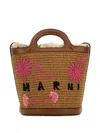 Marni Brown Raffia And Leather Tropicalia Bucket Bag In Brown