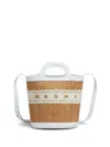 Marni Small Tropicalia Logo-embroidered Bucket Bag In Neutrals