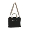Marni Large Raffia Effect Tote Bag In Black