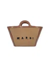 Marni Mini Two-tone Leather And Raffia Tropicalia Handbag