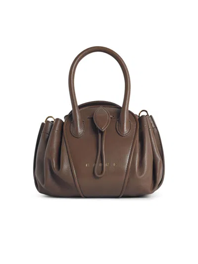 Marni Small 'tulipea' Brown Leather Bag In Grey
