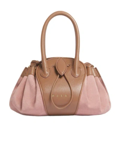 Marni Small Tulipea Shoulder Bag In Neutral