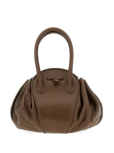 Marni Marmot Tulipea Buffalo Leather Shoulder Bag In Brown