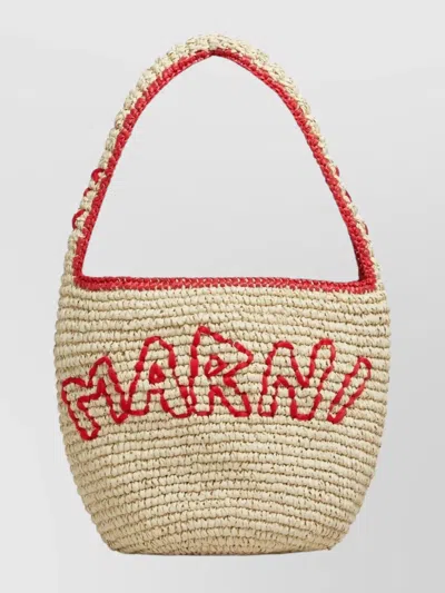 MARNI SMALL WOVEN HOBO BAG WITH ROUND HANDLE