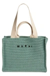 Marni Woven Logo Embroidered Small Tote Bag In Blue