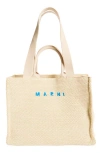 Marni Small Woven Tote Bag In White