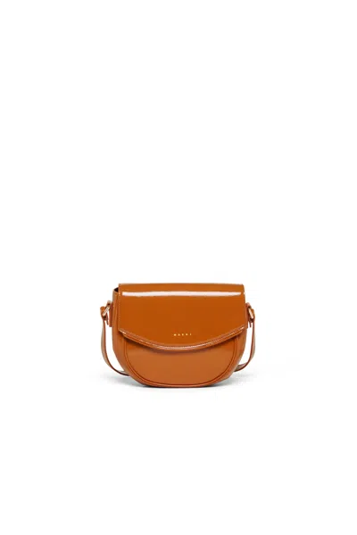 Marni Kids' Smile Crossbody Bag With Logo In Brown