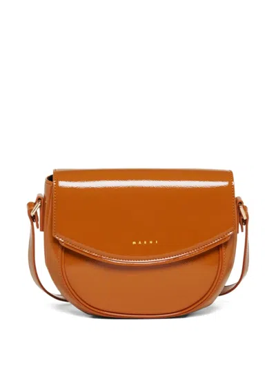 Marni Kids' Smile Logo-print Shoulder Bag In Brown