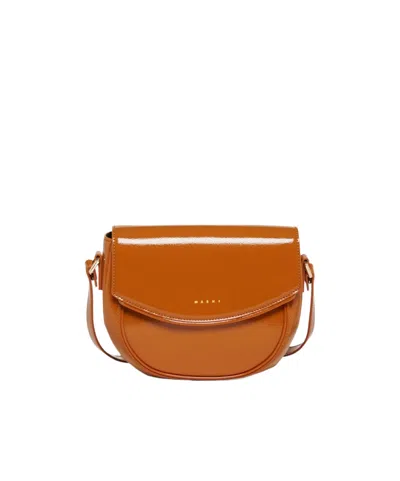 Marni Smile Logo-print Shoulder Bag In Brown