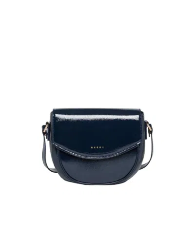 Marni Kids' Smile Logo-print Shoulder Bag In Blue