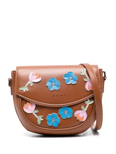 Marni Kids' Smile Shoulder Bag In Brown