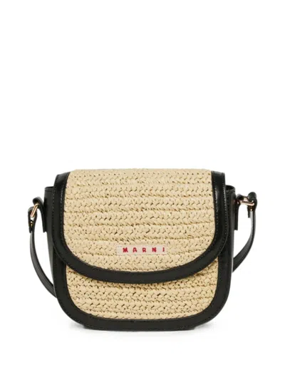 Marni Kids' Smile Woven Cross Body Bag In Red