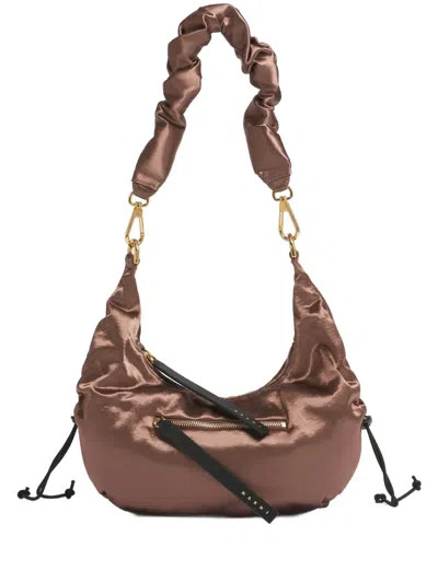 Marni Smocked Toggle-secured Shoulder Bag In ブラウン