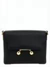 Marni Sleek Rectangular Black Crossbody Bag With Gold-tone Metal Closure In Black
