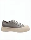 Marni Smooth Leather Sneakers With Contrast Sole And Subtle Branding In Gray