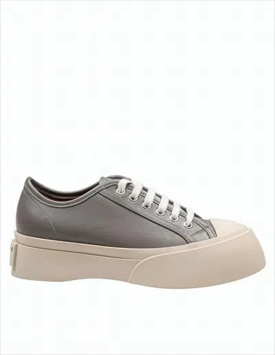 Marni Smooth Leather Sneakers With Contrast Sole And Subtle Branding In Gray