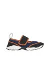 Marni Sneaker Mary Jane In Lycra Blu Scuro E Nera In Multi