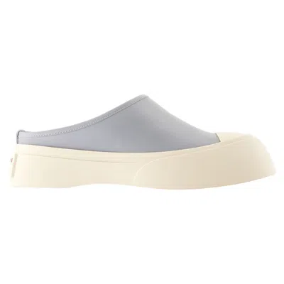 Marni Blue Leather Pablo Sabot Slippers In 00n34 Dolphin