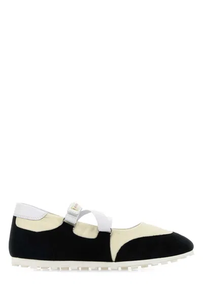 Marni Two-tone Suede And Fabric Ballet Flat In Animal Print