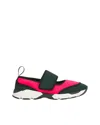 Marni Fuchsia And Green Lycra Mary Jane Running Sneaker In Animal Print