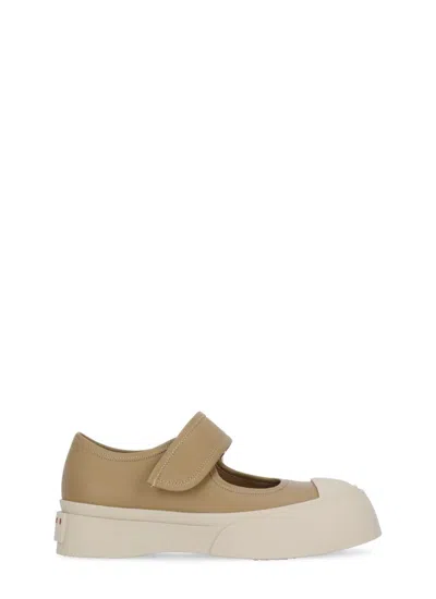 Marni Tan Pablo Mary Jane Ballerina Flats In Beige