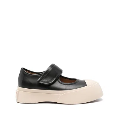 Marni Mary Jane Sneakers In Black Nappa Calf Leather In Multi