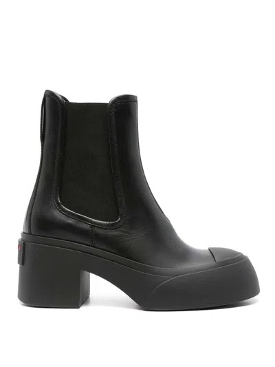 Marni 60mm Leather Chelsea Boots In Black