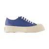 Marni Calf Hair And Leather Sneakers With Chunky Sole In Blue