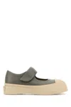 Marni Low-profile Sneakers With Wide Strap And Rubber Sole In Gray