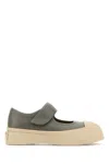 Marni Gray Calfskin Low-top Sneakers With Hook-and-loop Closure In Grey