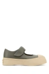 Marni Gray Calfskin Low-top Sneakers With Hook-and-loop Closure