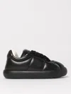 Marni Padded Leather Sneakers With Flat Rubber Sole In Black