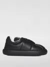 Marni Padded Leather Sneakers With Flat Rubber Sole In Black
