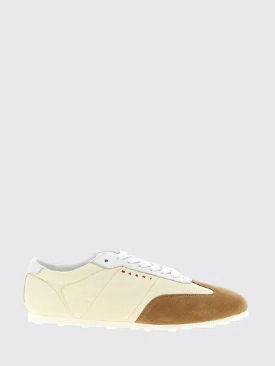 Marni Softy Soccer Suede-detail Leather Sneakers In White